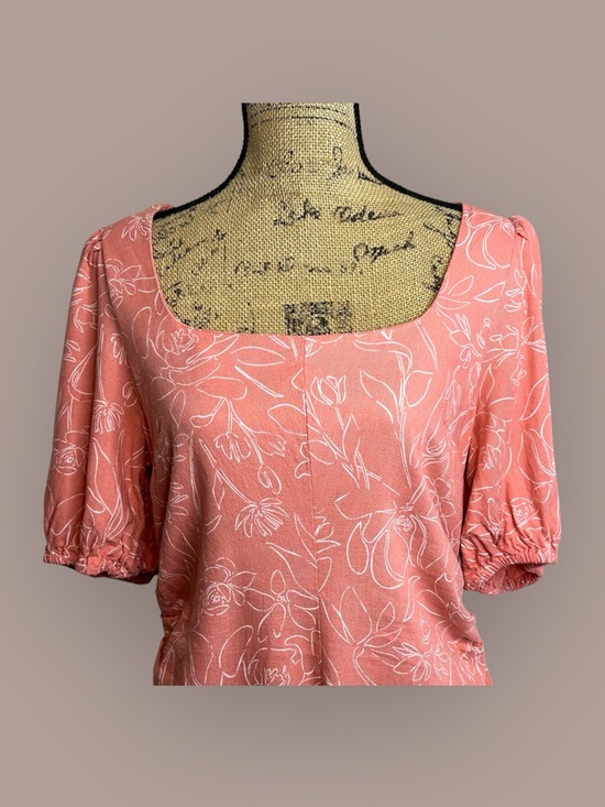 🌻 A New Day Pink Floral Puff Sleeve Square Neck Dress #584 - Picture 6 of 13